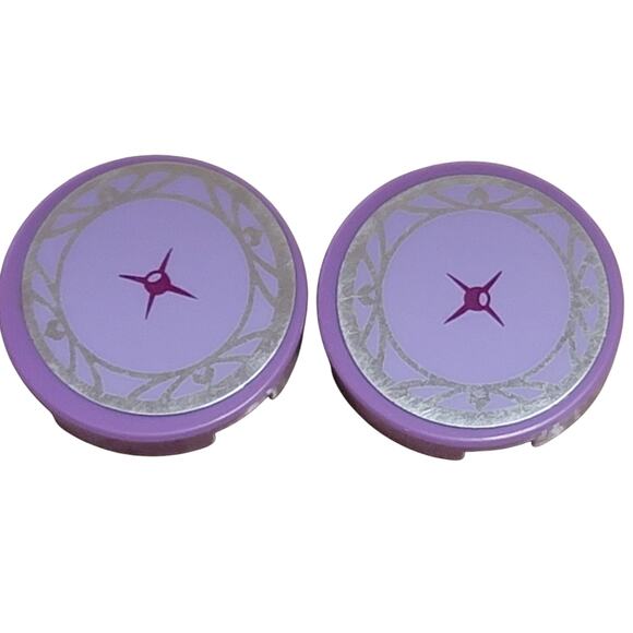 LEGO Frozen Lavender Seat Cushion Round‎ Tile Lot 2 Pc 14769pb044 41062 Castle - Picture 1 of 2